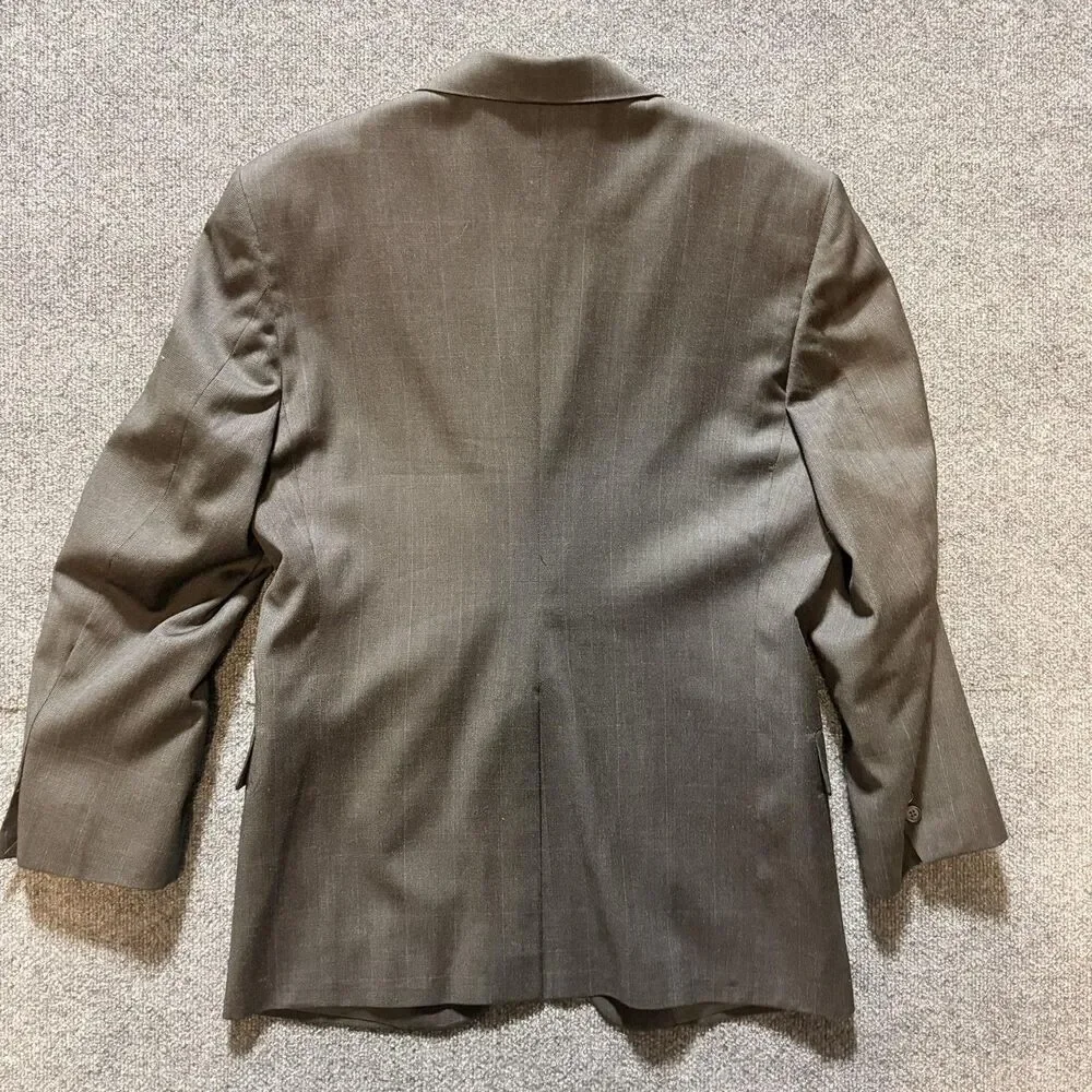 Botany 500 Suit Jacket Mens 40R Gray Stripe Two Button Classic Fit Notch Lapel